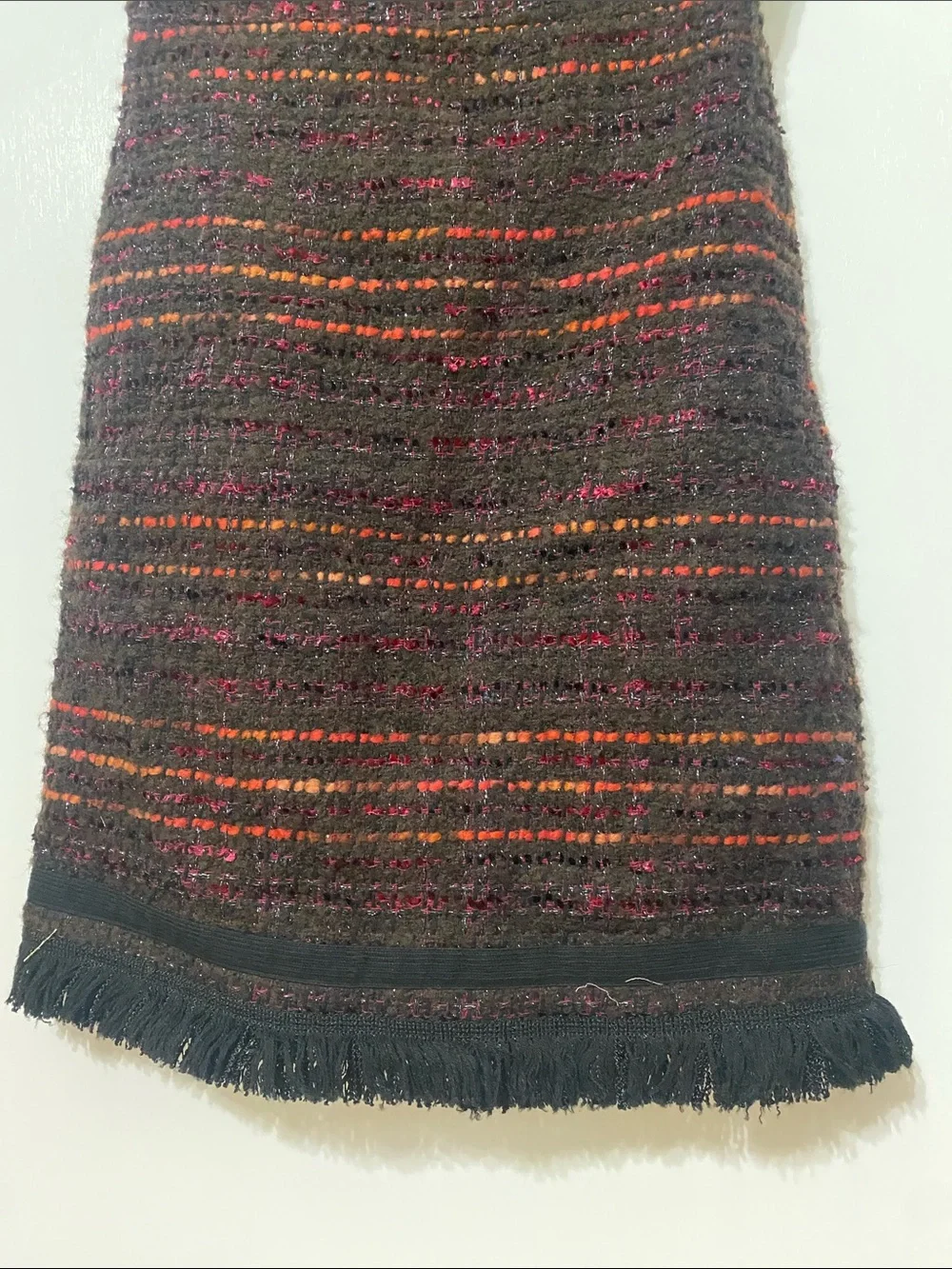 kate spade Black Tweed Mini Dress with Red & Orange Stripe Detail